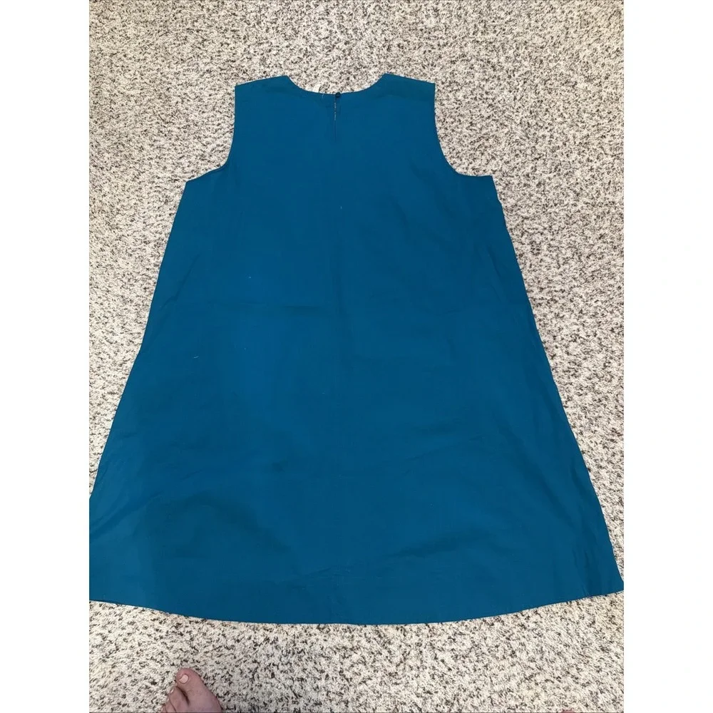 Eileen Fisher Sleeveless A-Line Dress Size XL Organic Cotton Blend Blue - Picture 4 of 7